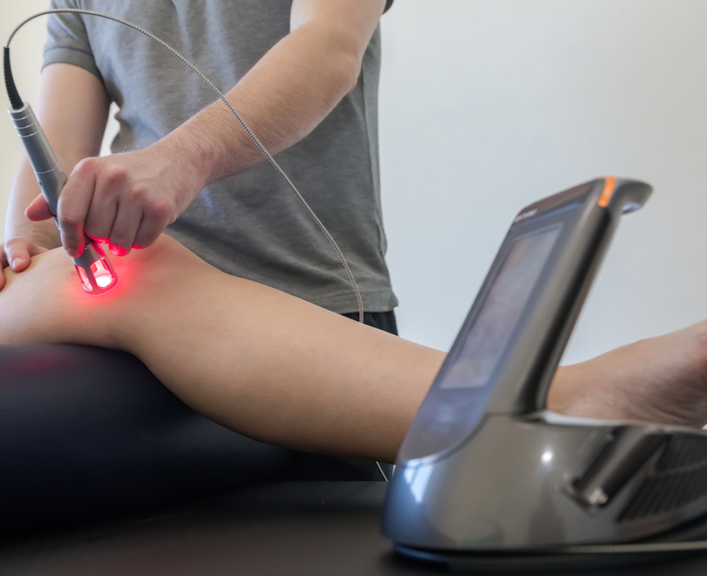 Laser therapy on a knee